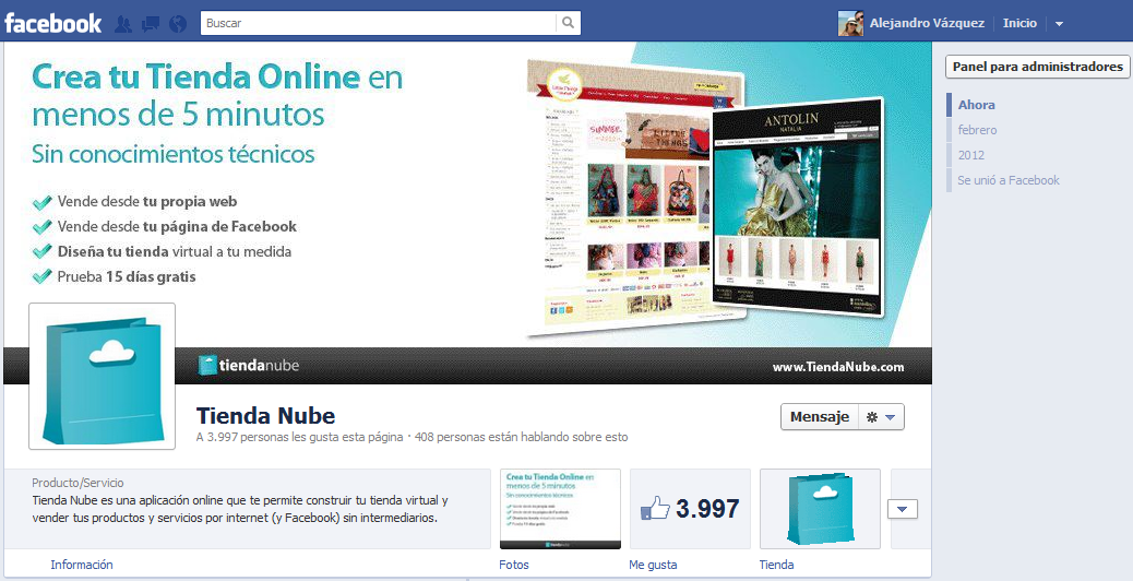Timeline de Tiendanube en Facebook Timeline de Tiendanube en Facebook