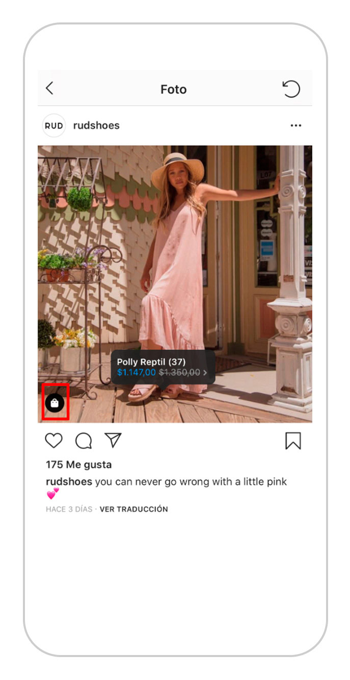 Captura de pantalla de Rud para saber cómo vender por Instagram