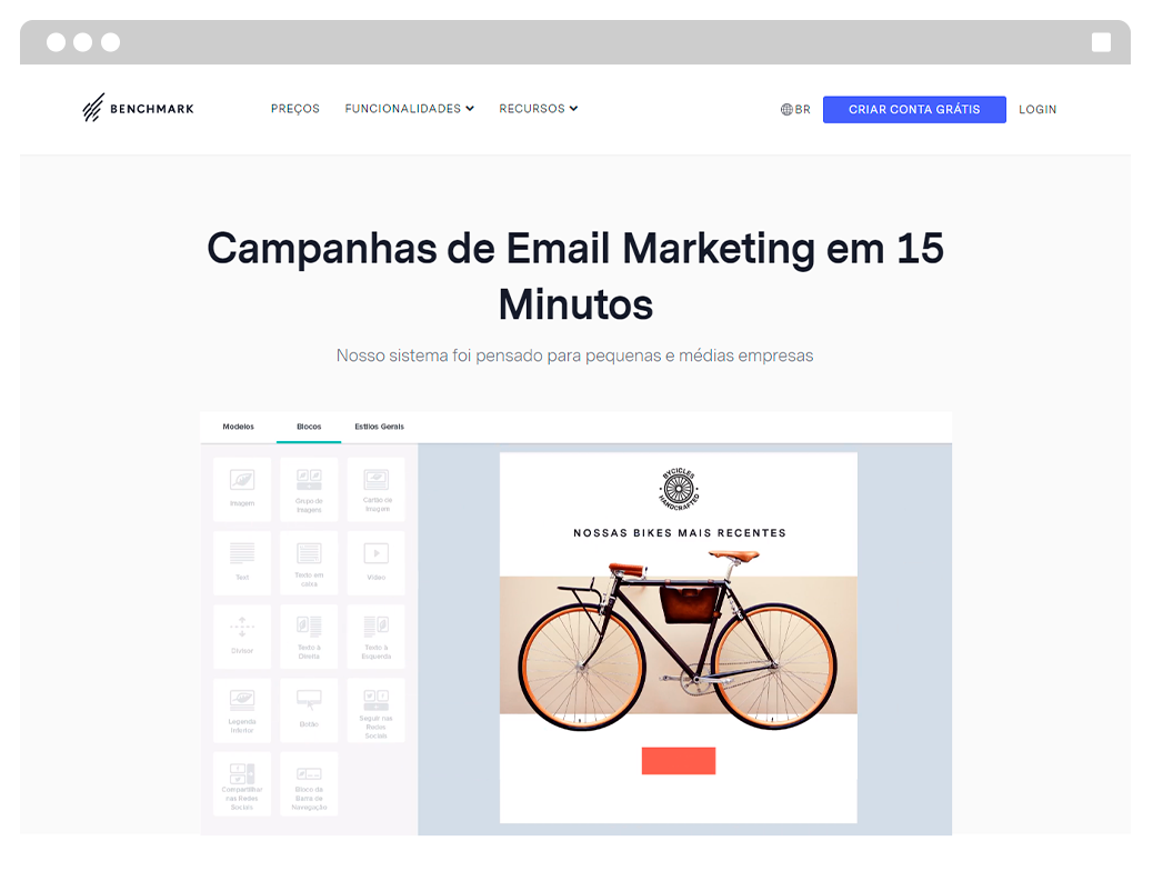 Captura de tela da ferramenta de e-mail marketing grátis Benchmark