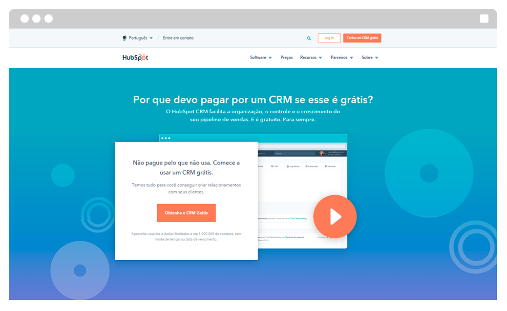 Captura de tela da ferramenta de e-mail marketing grátis HubSpot