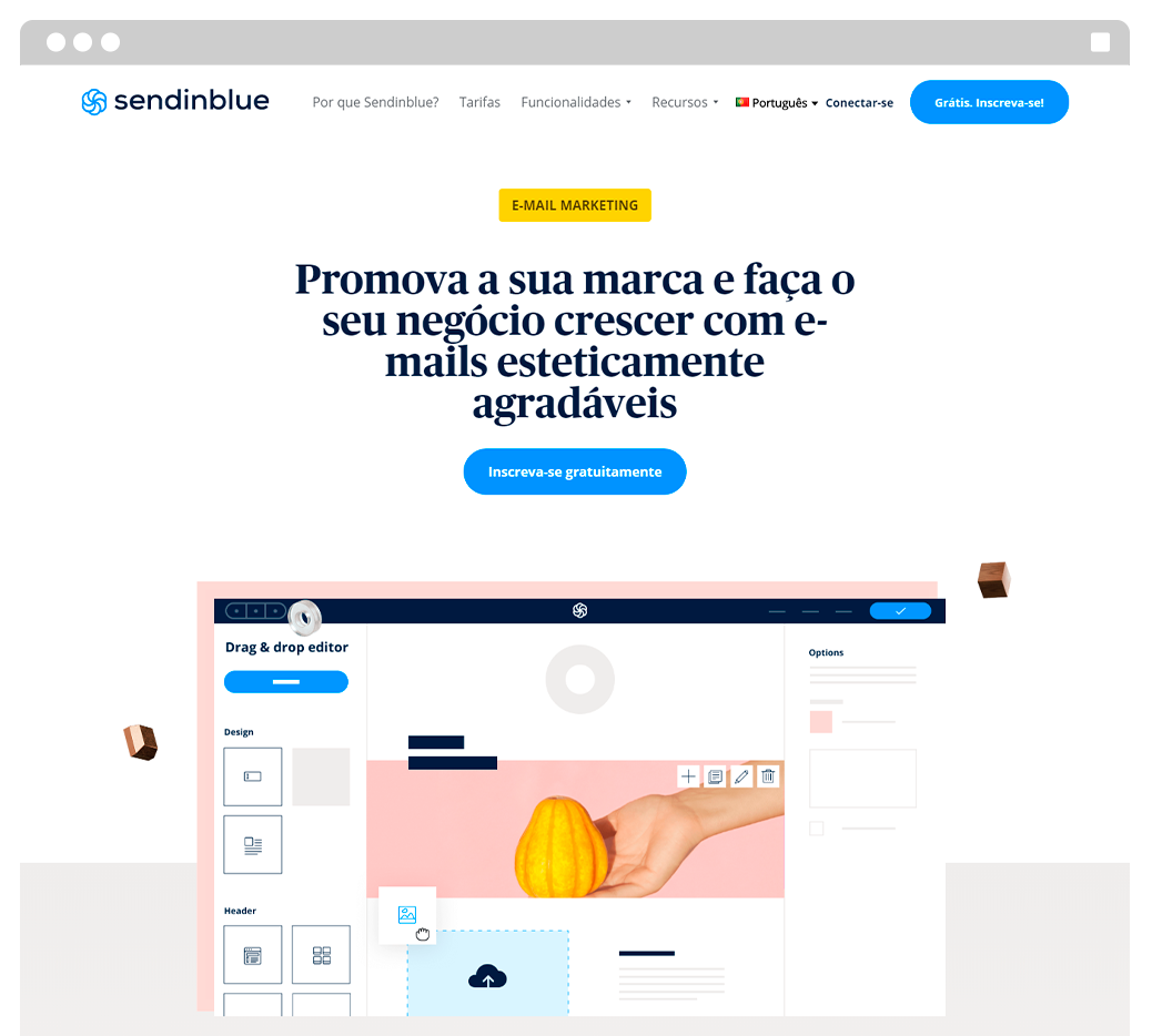 Captura de tela da ferramenta de e-mail marketing grátis Sendinblue