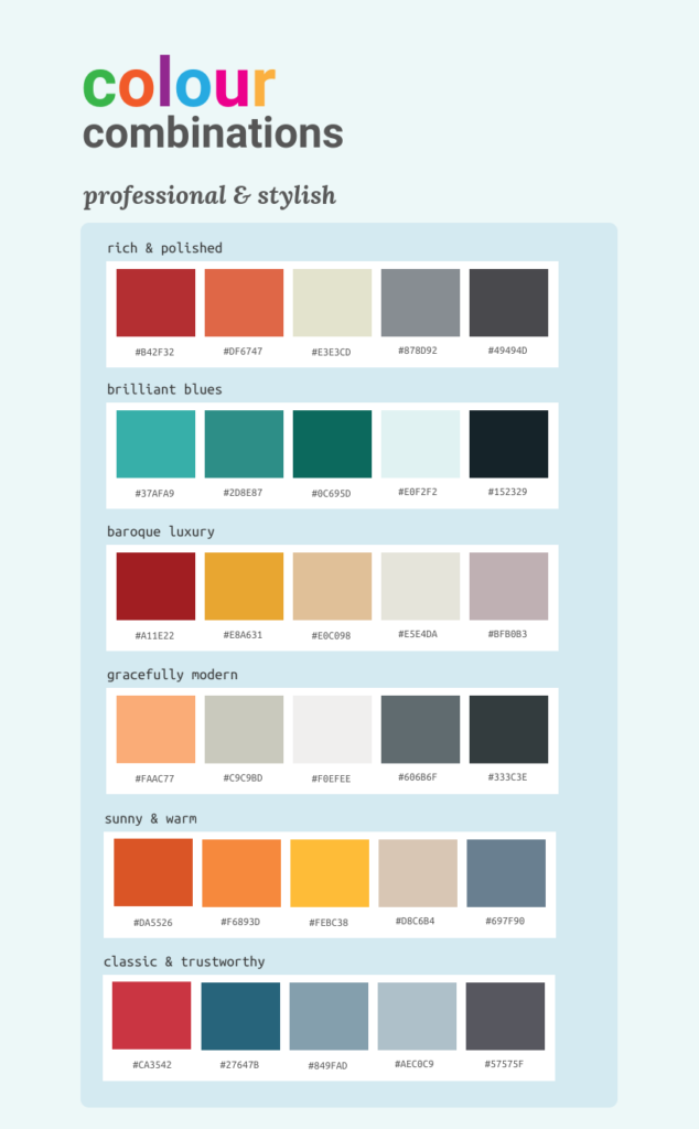 infográfico com paletas de cores