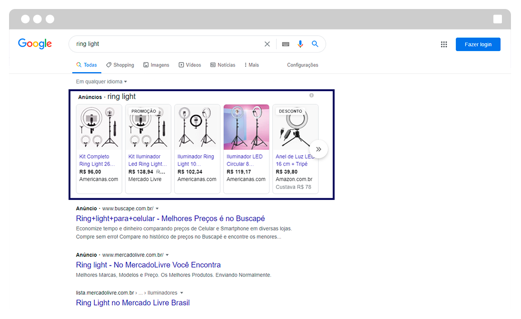 página principal do google