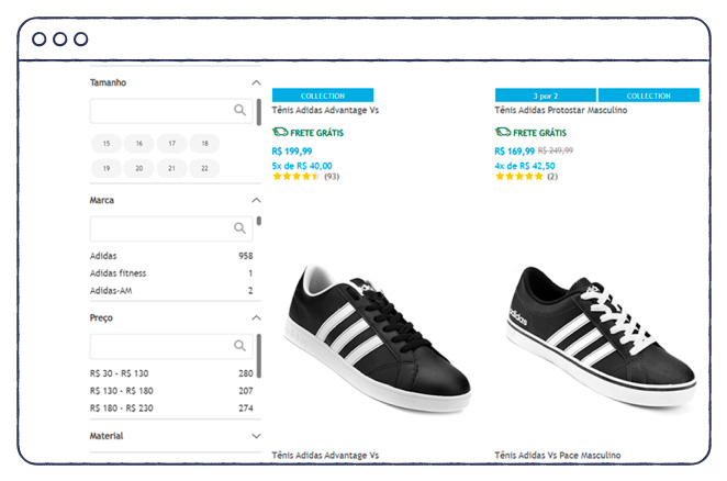print loja virtual Netshoes demonstrando o modelo de tênis Adidas Superstar