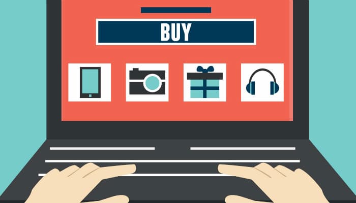 6 formas de tornar um e-commerce mais atrativo para lojistas e clientes Ilustração de computador em página de ecommerce
