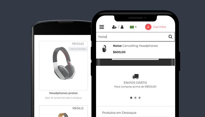 O que é Layout Minimal e por que colocar os produtos em primeiro lugar? Smartphones mostram o layout Minimal da Nuvemshop