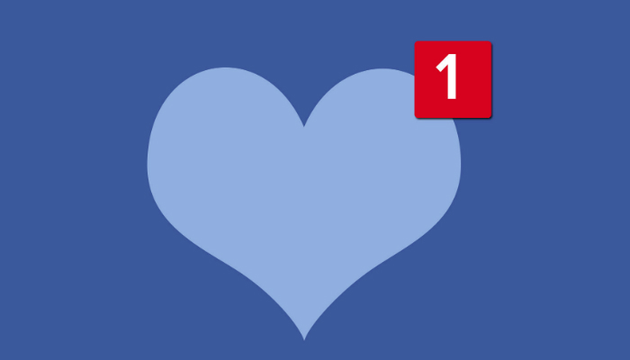 8 dicas para vendas no Facebook: transforme seus relacionamentos Ilustração de coração azul com número 1 de notificação representa como vender no Facebook