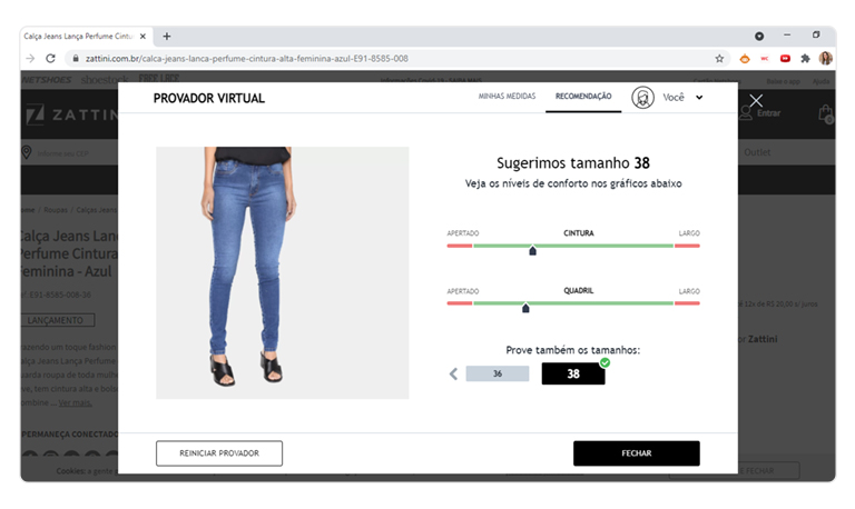 Mockup com print do provador virtual da Zattini para representar um exemplo de como aumentar as vendas.