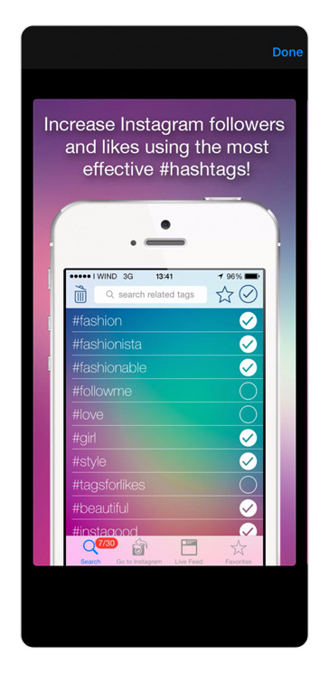 Mockup mostrando a ferramenta para Instagram Tagomatic.
