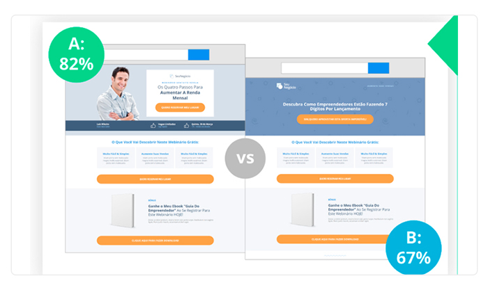 Imagem ilustrativa de teste A/B com a ferramenta Klickpages