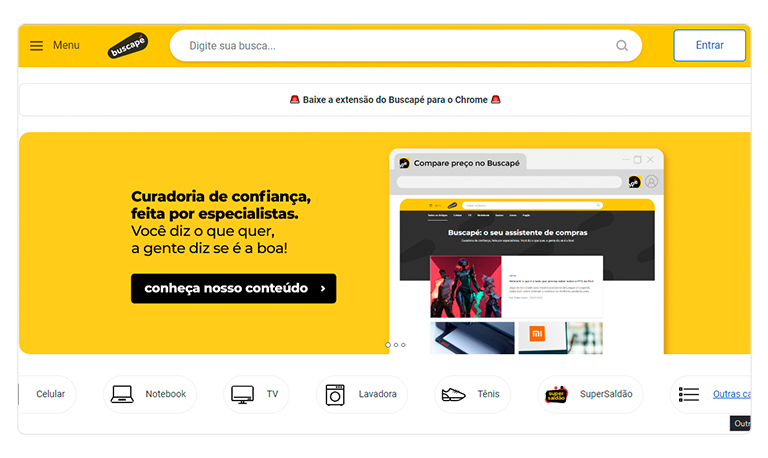 Captura do site de compras Buscapé.