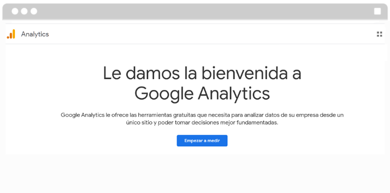 pagina de bienvenida google analytics