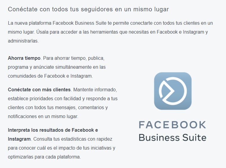 Explicación de Facebook Business Suite