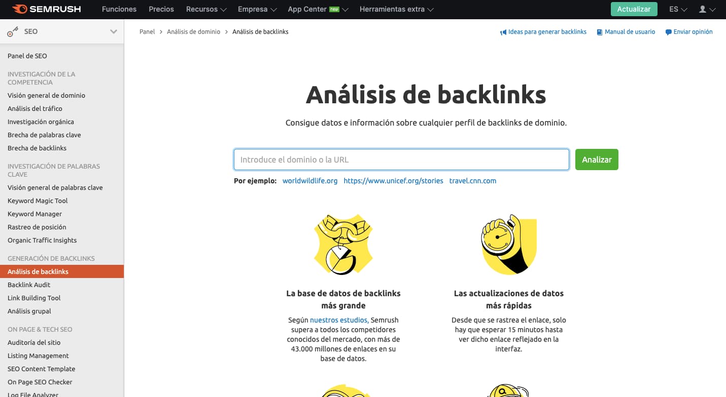 semrush análisis de backlinks