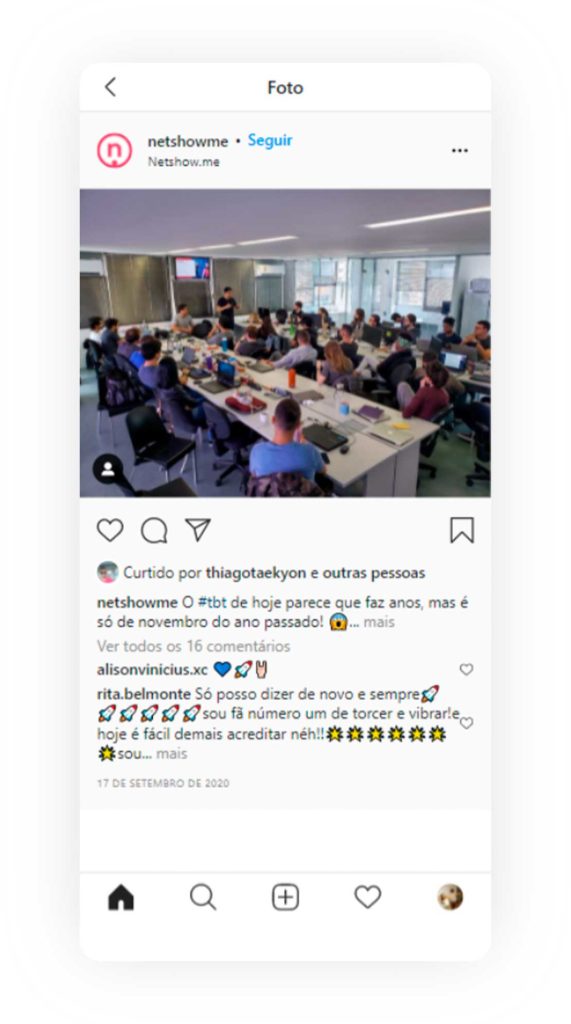 Captura de tela do Instagram mostra post com foto dos bastidores da empresa, muito efetivo no marketing no Instagram
