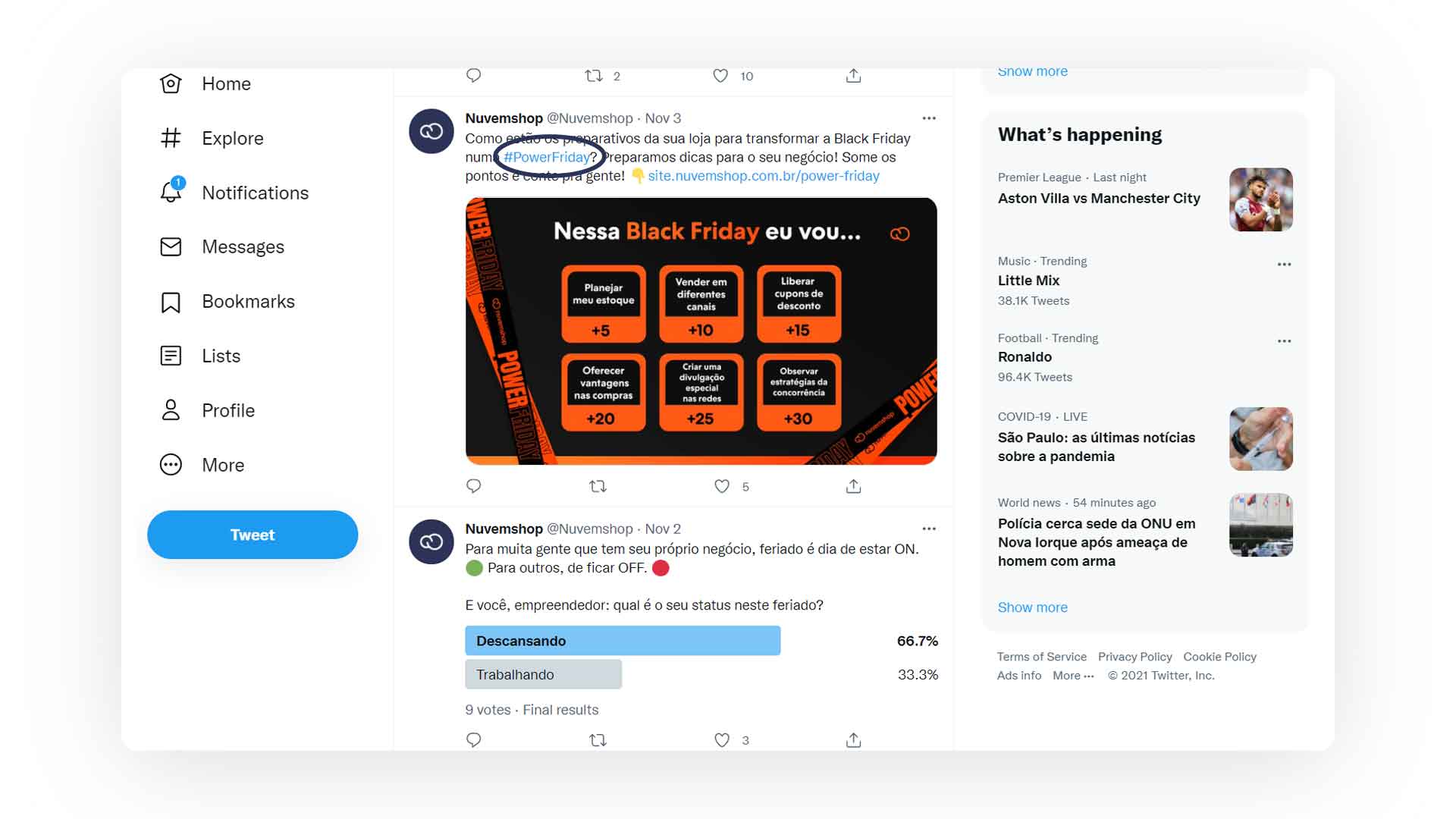 Print screen mostra como funcionam as hashtags no Twitter