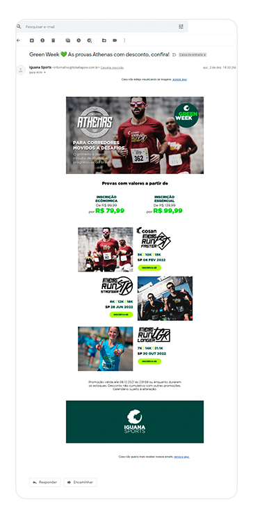 captura de tela de e-mail marketing da iguana sports