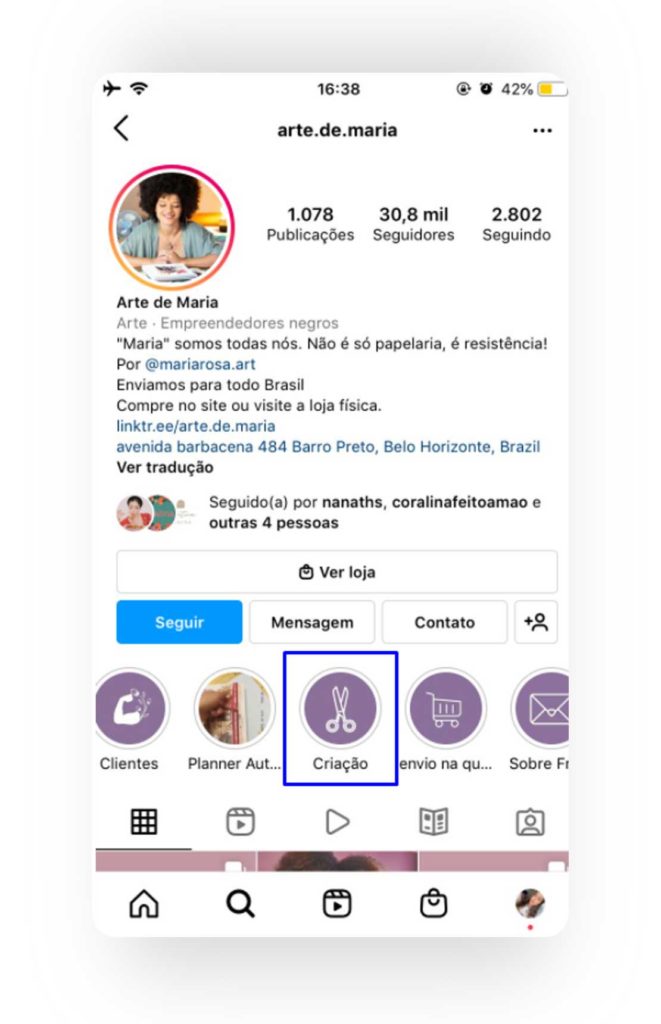 Captura de tela mostrando terceira dica sobre Destaques do Instagram