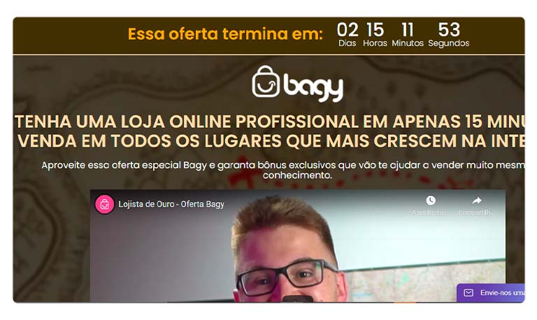 Imagem mostrando o site oficial da Bagy.
