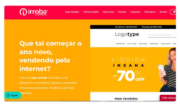 Imagem mostrando o site oficial da Irroba.