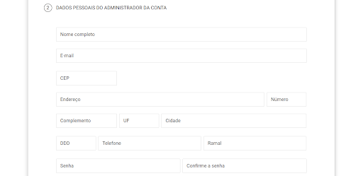Dados do administrador da conta no Registro.br