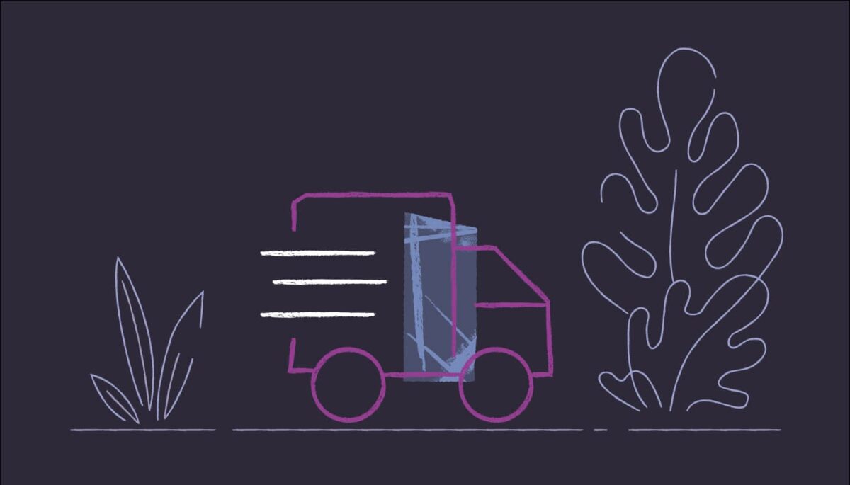 Ilustração de caminhão, representando novas opções de frete Nuvemshop