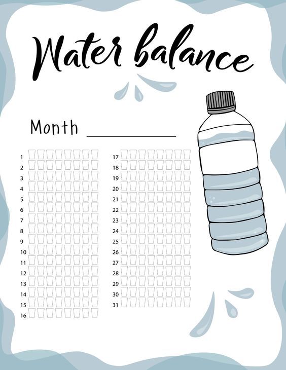 Planner com meta mensal de copos d'água como exemplo para aprender como fazer planner para vender