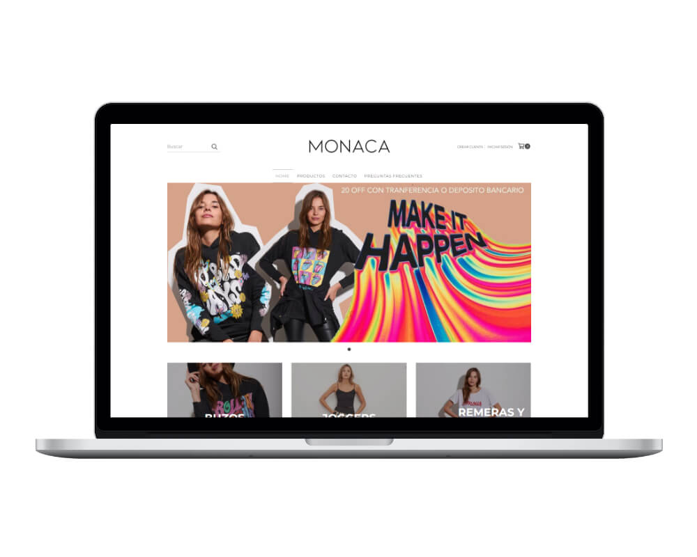 Ejemplo de diseños de tiendas online por Monaca