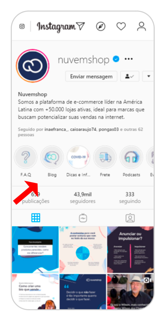 Como aumentar o alcance no Instagram em 2022? 2 Captura de tela com os Destaques do Instagram