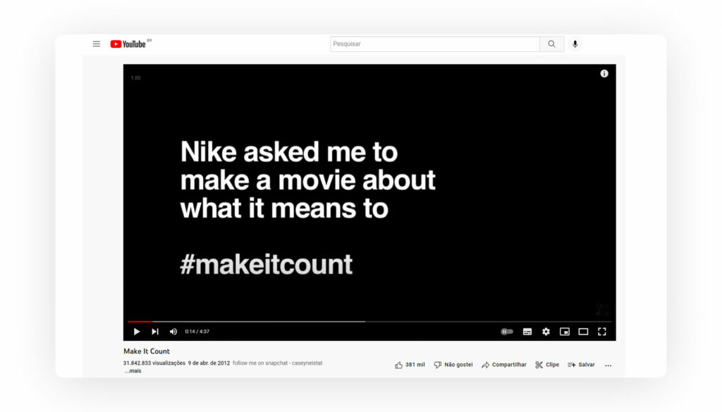 Captura de tela exemplo de Inbound Marketing Nike