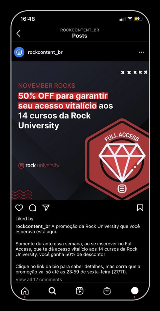 11 ideias para ganhar dinheiro no Instagram 14 Promoção Black Friday dos cursos da Rock Content