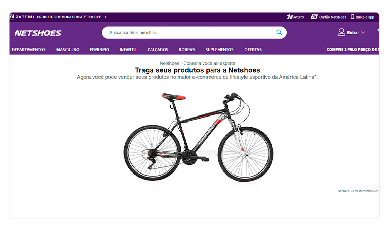 Imagem mostrando o marketplace da Netshoes.