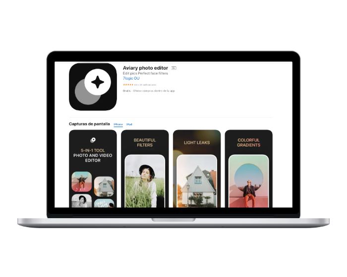 Ejemplo de la app Aviary Photo Editor.