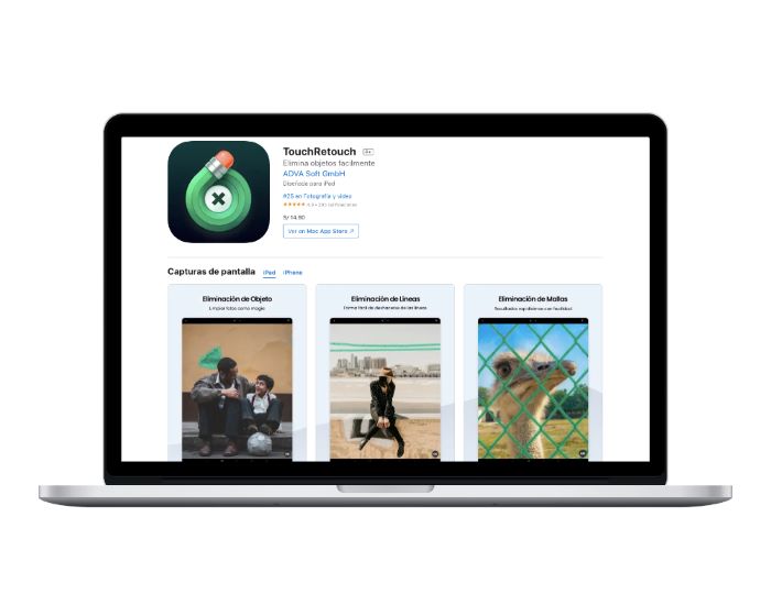 Ejemplo de la app para editar fotos TouchRetouch.