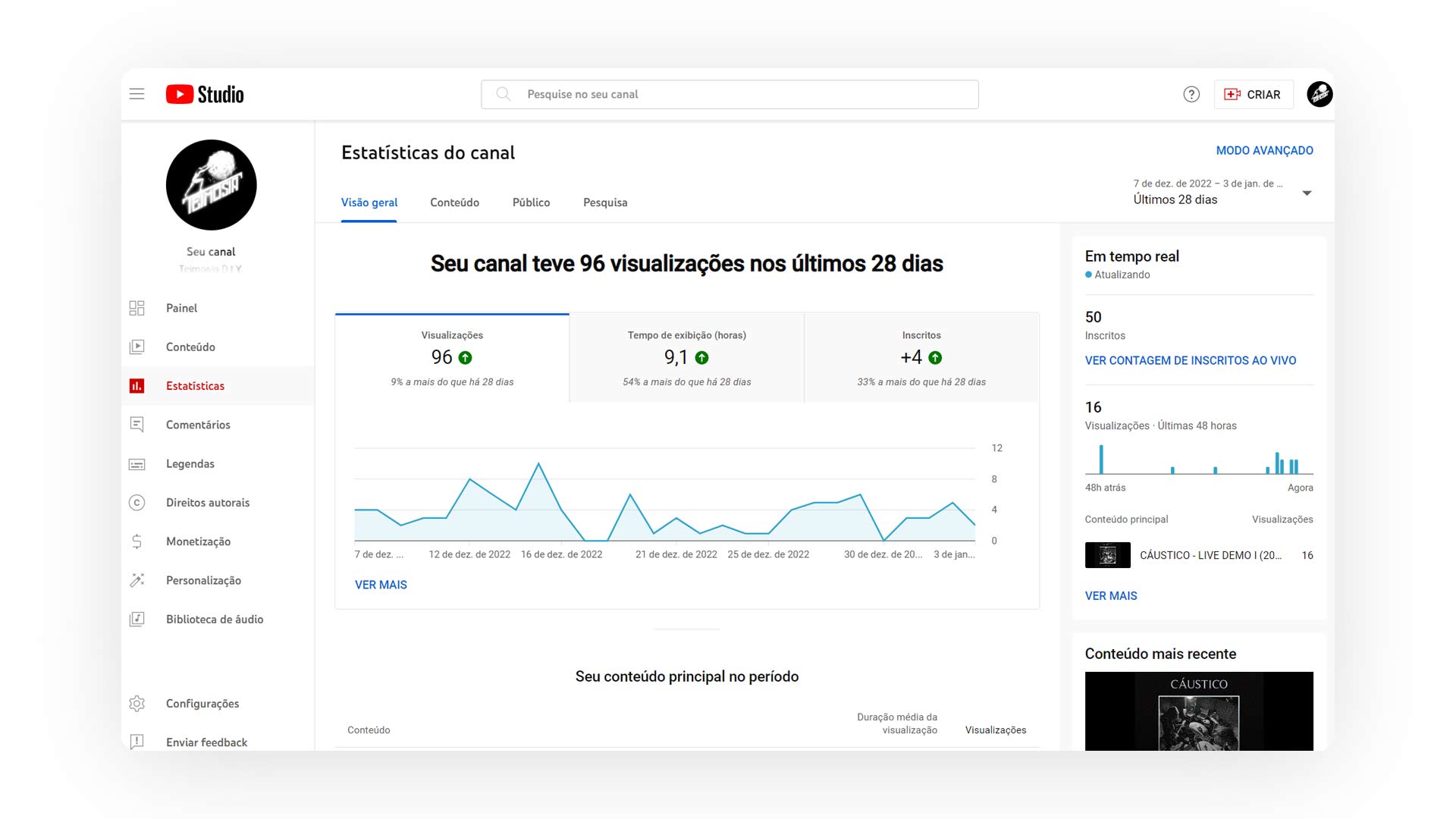 NAVEGUE NO YOUTUBE STUDIO visual data 7