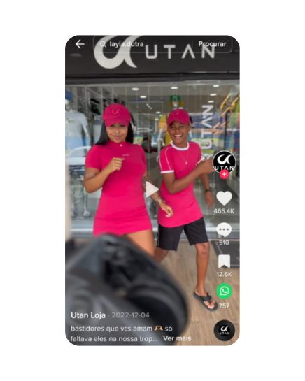 Imagem de print de vídeo de TikTok da marca Utan