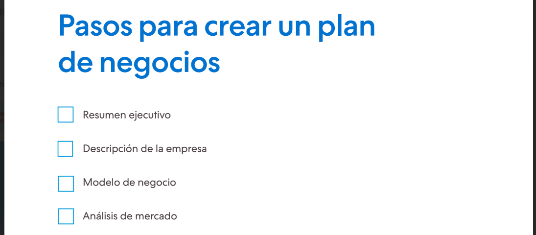 ejemplo de plan de negocios checklist