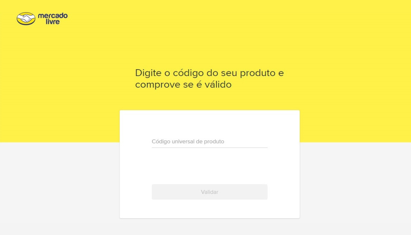 Campo onde inserir o código universal do Mercado Livre