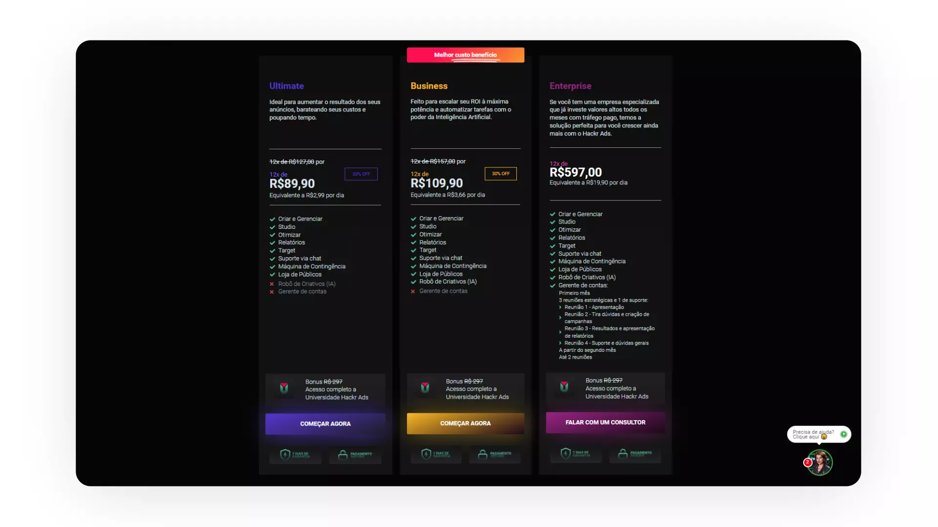 Planos e preços Hackr Ads Nuvemshop