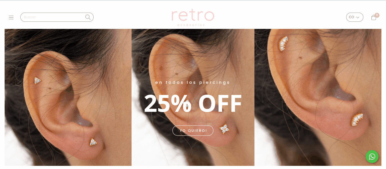 Página web de Retro Accesorios, tienda de earcuf