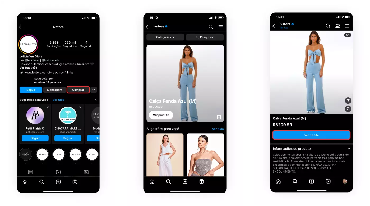 Botão comprar Instagram