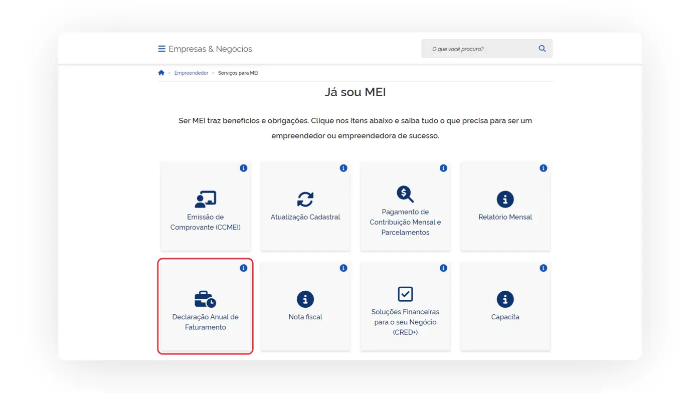 Declaração anual de faturamento do MEI