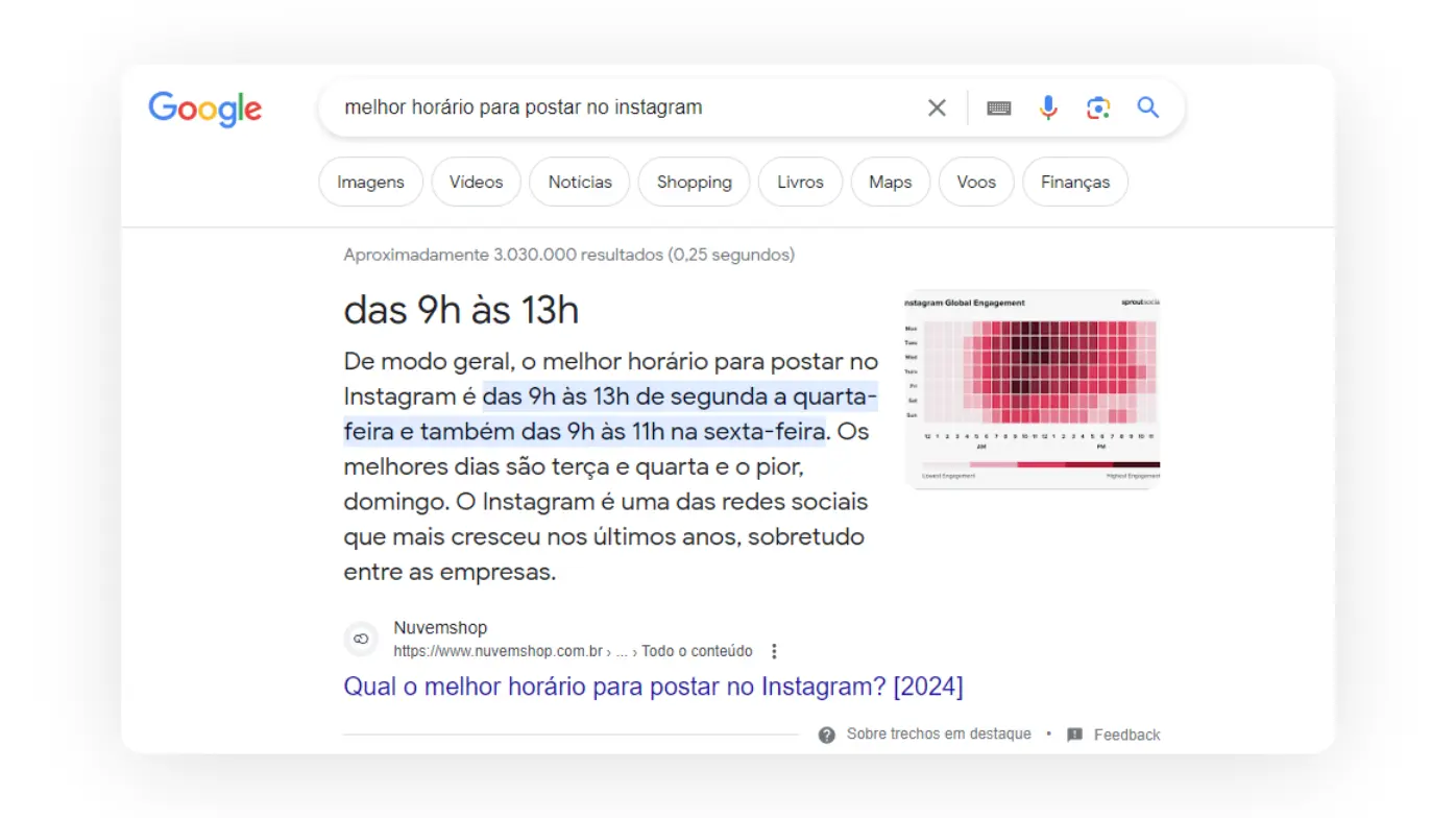 Print de featured snippet na SERP.