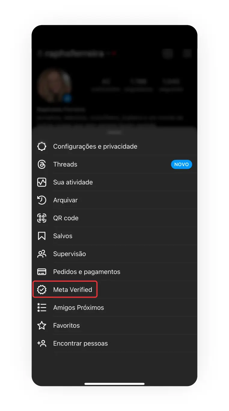 Print botão Meta Verified do Instagram
