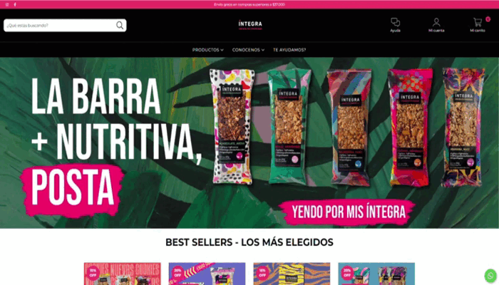 video captura de pantalla de la Tiendanube de ÍNTEGRA.