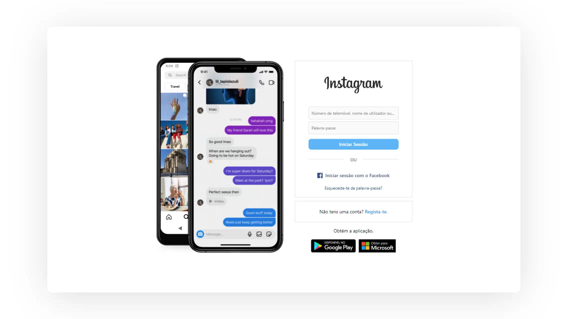 Print de tela página inicial do Instagram.