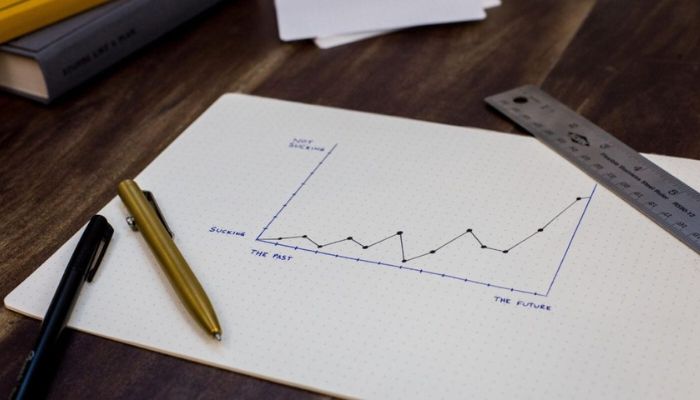 Un gráfico hecho a mano con la fórmula de lanzamiento calculada para un negocio.