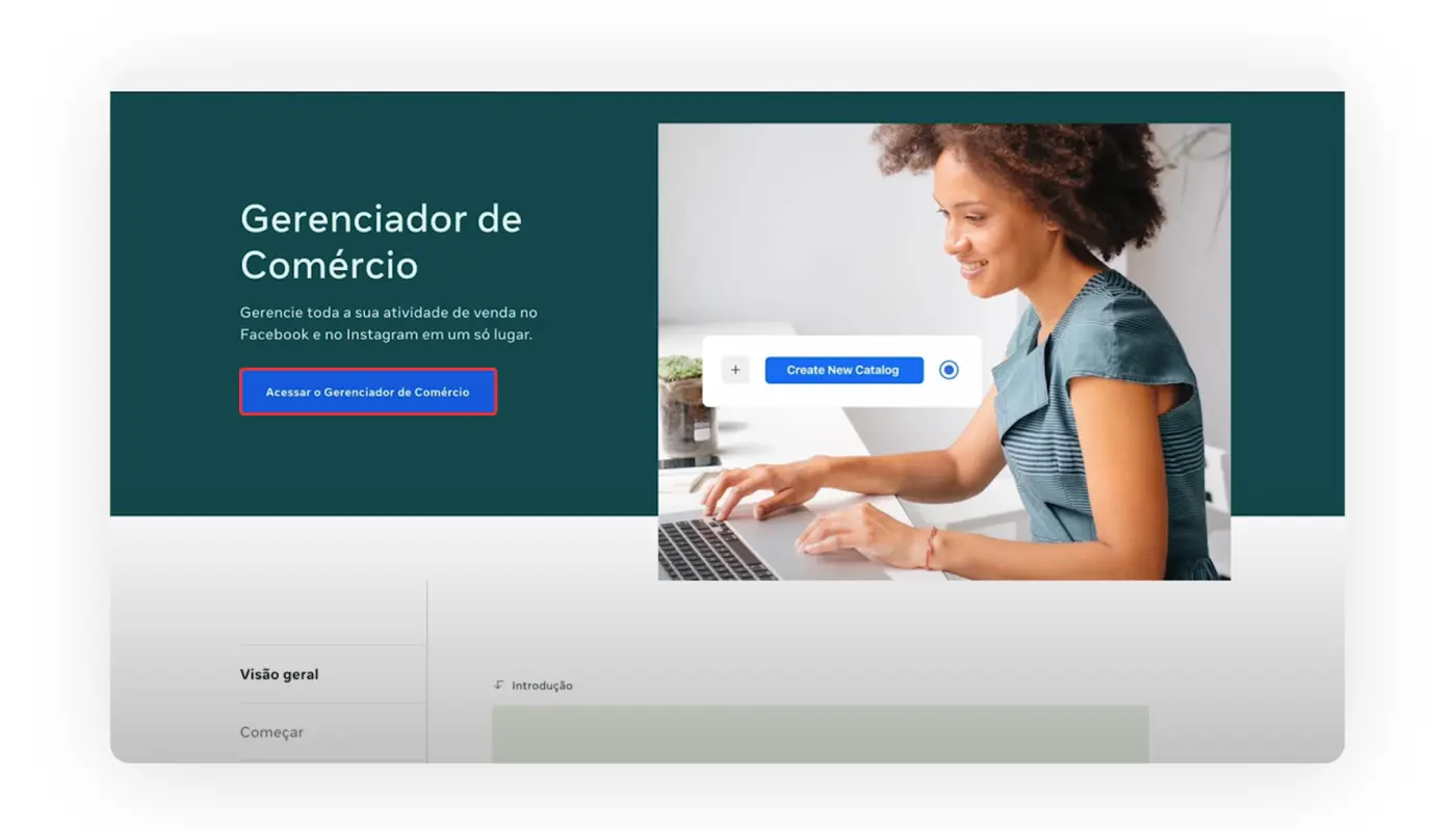 Home do Gerenciador de Negócios do Facebook.