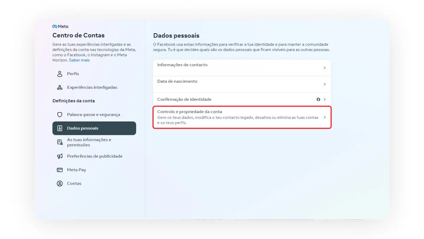 Propriedade de conta do Instagram no computador.
