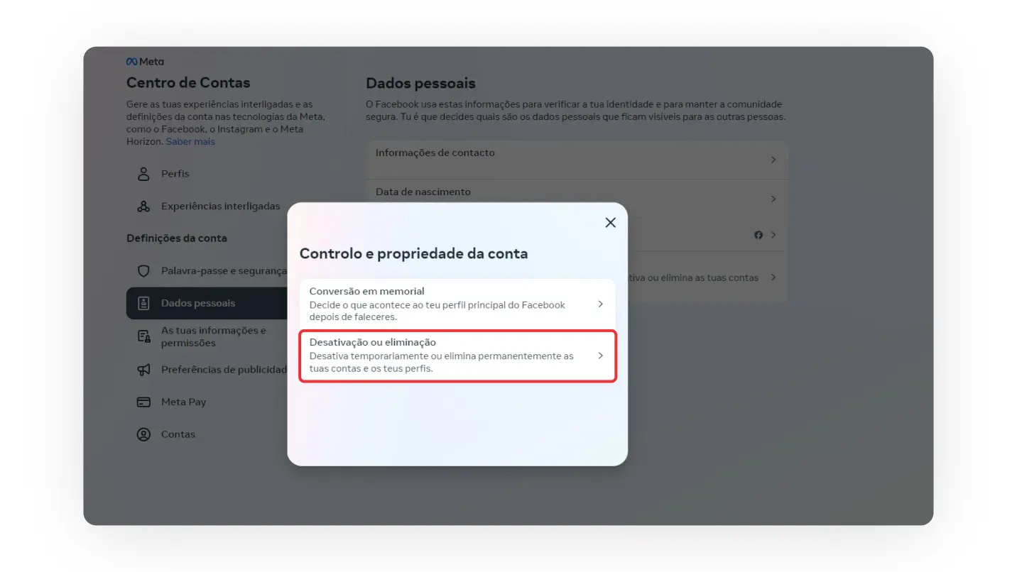 Desativar ou excluir conta do Instagram no computador.